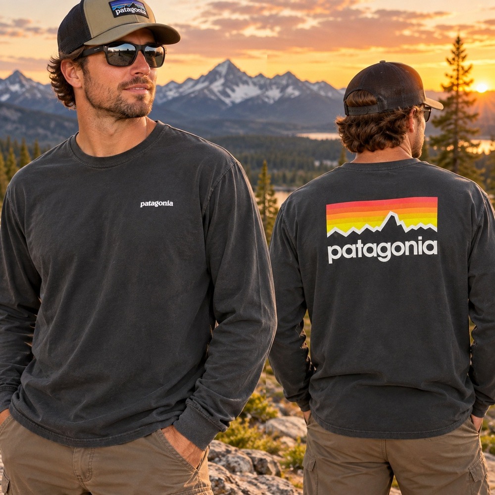 Vintage Patagonia Long Sleeve T Shirt Mens XL Black Organic Cotton Made USA Logo
